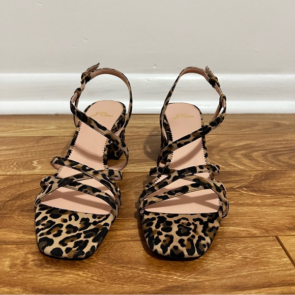 J. Crew Odette Strappy Block Heel Sandals in Leopard Suede Sz 8.5  and 9 Retro - Picture 3 of 9